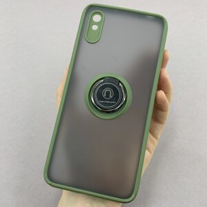 Чохол для Xiaomi Redmi 9A чохол з кільцем підставкою на телефон сяомі редмі 9а зелений t8b