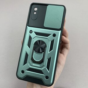 Чохол для Xiaomi Redmi 9A протиударний зі шторкою для камери чохол на сяомі редмі 9а зелений crt