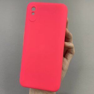 Чохол для Xiaomi Redmi 9A силікон кейс з мікрофіброю чохол на телефон сяомі редмі 9а малиновий o3c