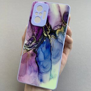 Чохол для Xiaomi Redmi Note 10 Pro чохол бузковий мармур із захистом камери на сяомі редмі нот 10 про q7k