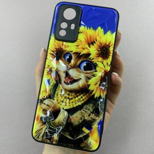 Чохол для Xiaomi Redmi Note 12s 4G патріотичний котик із захистом камери на сяомі редмі нот 12с 4г білий f8e