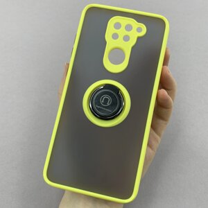 Чохол для Xiaomi Redmi Note 9 чохол з кільцем підставкою на телефон сяомі редмі нот 9 жовтий t8b