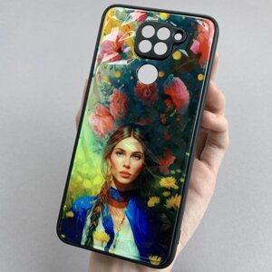 Чохол для Xiaomi Redmi Note 9 Ladies дівчинка з півоніями чохол на телефон сяомі редмі нот 9