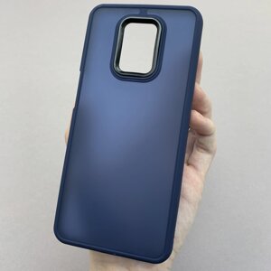 Чохол для Xiaomi Redmi Note 9 Pro матовий чохол з кольоровою рамкою на сяомі редмі нот 9 про темно-синій p2q