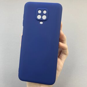 Чохол для Xiaomi Redmi Note 9 Pro силікон кейс із мікрофіброю чохол на сяомі редмі нот 9 про темно-синій o3c