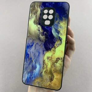 Чохол для Xiaomi Redmi Note 9s мармуровий чохол із захистом камери на телефон сяомі редмі нот 9с чорний q7k