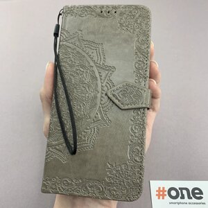 Чохол-книга для Xiaomi Poco Х3 Pro книжка з візитницею з візерунком на телефон сяомі поко х3 про сіра art