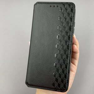 Чохол-книга для Xiaomi Redmi Note 10 5G шкіряна книжка з підставкою на сяомі редмі нот 10 5г чорна rhm