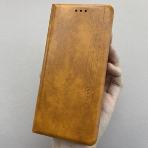 Чохол-книга для Xiaomi Redmi Note 10 Pro шкіряна книжка на телефон сяомі редмі нот 10 про коричнева prm