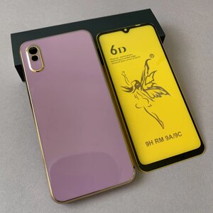 Чохол + захисне скло для Xiaomi Redmi 9A чорничний чохол у комплекті зі склом на телефон сяомі редмі 9а