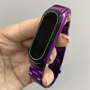 Ремінець для Xiaomi Mi Band 3 металевий матовий браслет для фітнес трекера сяомі ми бенд 3 фіолетовий stl