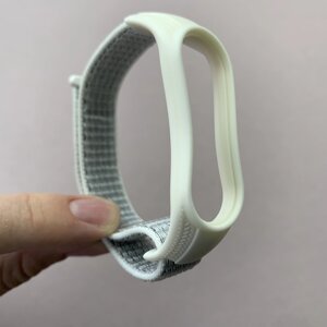 Ремінець для Xiaomi Mi Band 3 нейлоновий ремінець на липучці для смарт годинника сяомі мі бенд 3 білий nln