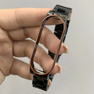 Ремінець для Xiaomi Mi Band 5 металевий браслет для фітнес трекера сяомі мі бенд 5 чорний з червоним stl