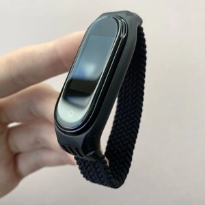 Ремінець для Xiaomi Mi Band 5 тканинний монобраслет 150mm розмір S ремінець на сяомі мі бенд 5 чорний brd