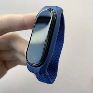 Ремінець для Xiaomi Mi Band 5 тканинний монобраслет 150mm розмір S ремінець на сяомі мі бенд 5 синій brd