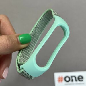 Тканинний браслет для Xiaomi Mi Band 6 нейлоновий ремінець на липучці на сяомі мі бенд 6 бірюзовий NLN