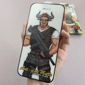 Захисне скло для iPhone 14 Pro Max OX Warrior матове повноекранне скло на айфон 14 про макс чорне