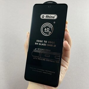 Захисне скло для Realme C55 G-Rhino скло з вирізом під камеру на телефон реалмі с55 чорне