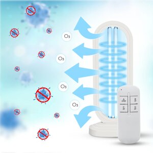 Кварцова лампа бактерицидна озонова 38W обробка на 360 ° з дистанційним управлінням (UV360ov38)