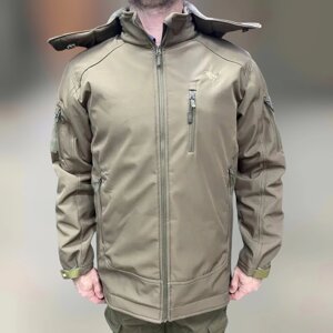 Куртка тактична WOLFTRAP, Softshell, колір Олива, розмір L, зимова флісова куртка для військових (4516)