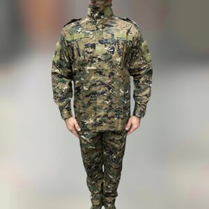 Військова форма (китель та штани), Вудленд Діджитал, розмір XL, з коміром стійкою на блискавці, тактична військова форма