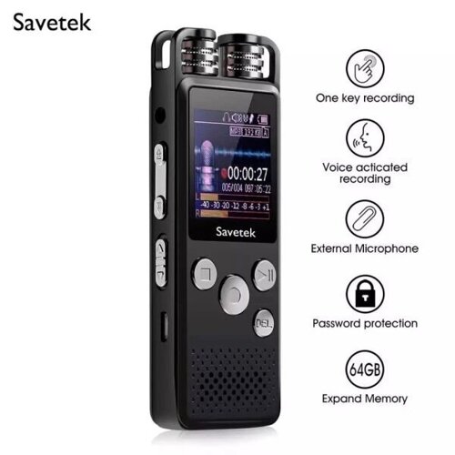 Цифровий диктофон Savetek GS-R07 original, 8 Гб пам'яті, стерео, SD до 64 Гб + ПОДАРУНОК