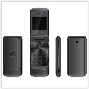 Фліп-телефон Ulcool V9 Black, металевий корпус, 1,54 ", 2Sim, MP3, Bluetooth, FM, анти-втрата