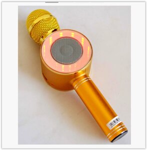 Караоке Мікрофон DM Karaoke WS 668 золото з USB, microSD, AUX, Bluetooth