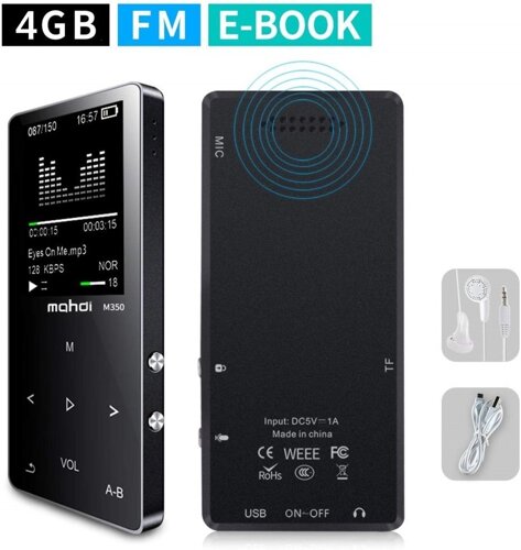 MP3 Плеєр Mahdi M320 4Gb, 80 годин роботи без підзарядки, чорний