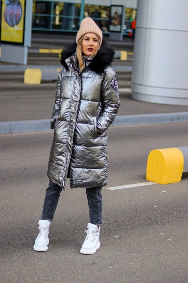 Пальто срібло синій, зимовий, жіноче, довге Розміри M, L, XL - відгуки