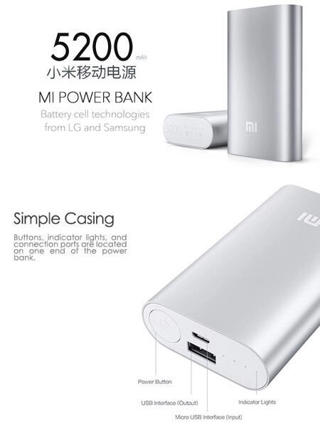 Портативний акумулятор Power bank Xiaomi 5200 mAh, зарядний для портативних устройст - вибрати