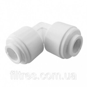 Коліно 1/4" шланг х 1/4" шланг, білий колір (KP-UE0404)