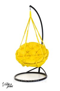 Підвісне Крісло гойдалка-гамак з круглої подушкою Kospa Жовтий (150 кг)