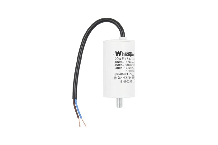 Конденсатор CBB60-G 20 мкФ, 450 В, Whicepart (провід + болт) від компанії Запчастини РК побут - фото 1