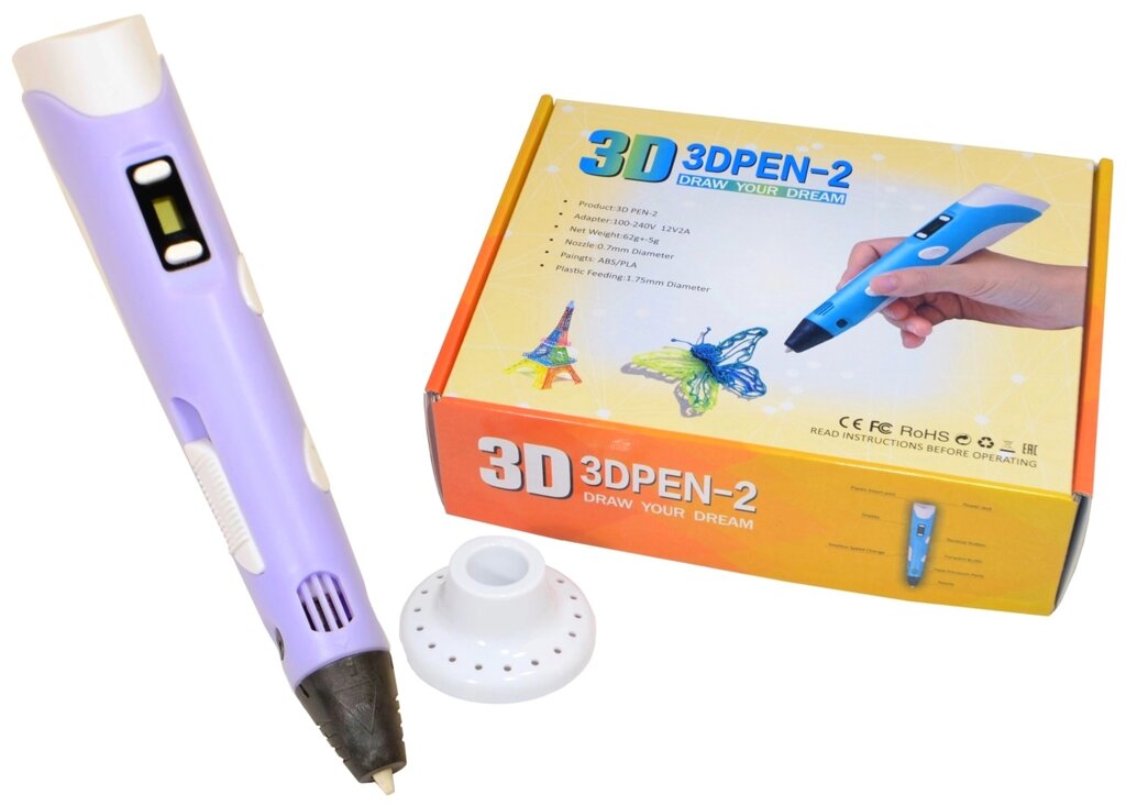 3D-ручка з екраном 3DPen-2 з Еко Пластиком PLA Purple від компанії Інтернет-магазин  towershop.online - фото 1