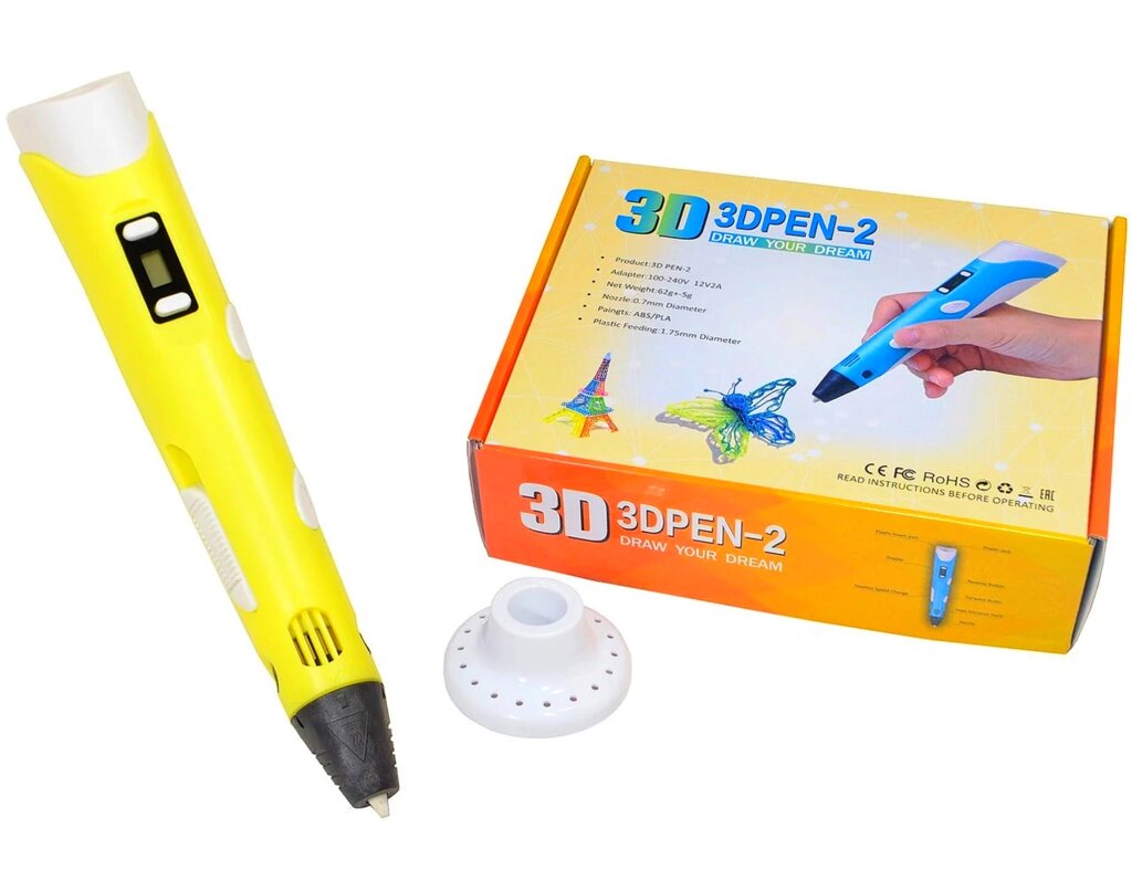 3D-ручка з екраном 3DPen-2 з Еко Пластиком PLA Жовтий від компанії Інтернет-магазин  towershop.online - фото 1