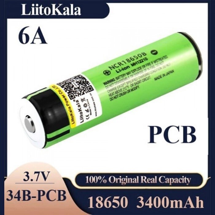 Акумулятор 18650 LiitoKala Lii 34B PCB 3400mAh із захистом Оригінал від компанії Інтернет-магазин  towershop.online - фото 1