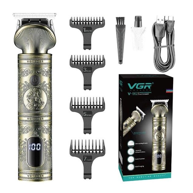 Акумуляторна машинка для стрижки волосся VGR V-962 триммер для бороди та вусів із насадками 1-7 мм від компанії Інтернет-магазин  towershop.online - фото 1