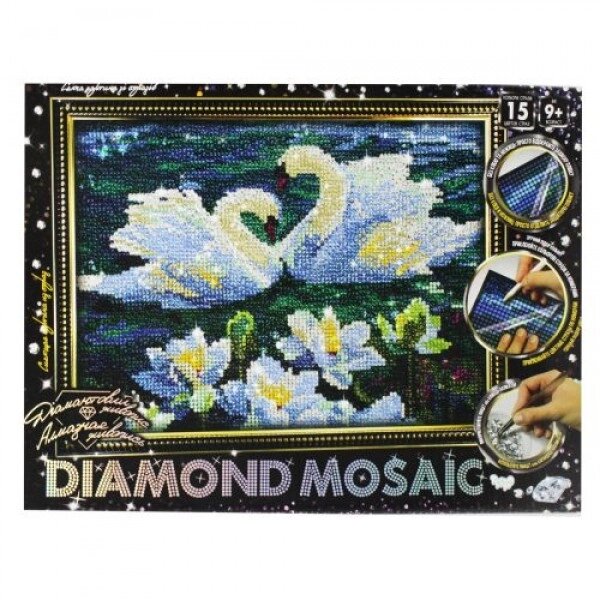 Алмазний живопис "DIAMOND MOSAIC. Лебеді" від компанії Інтернет-магазин  towershop.online - фото 1