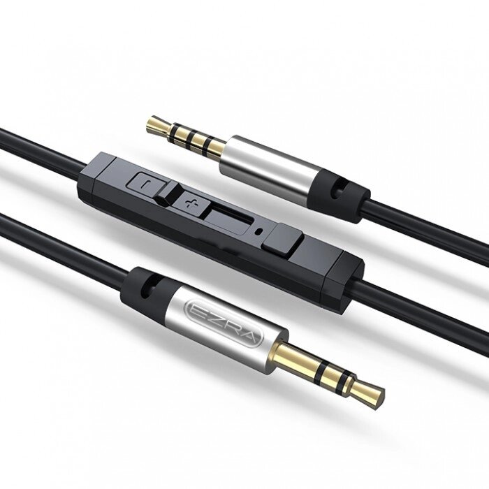 Aux ezra la01 кабель з можливістю регулювати гучність на чорному кабелі від компанії Інтернет-магазин  towershop.online - фото 1