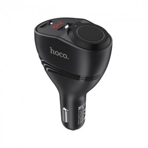 Автомобільна зарядка Hoco Z34 3,1А (2 USB) дисплей + розгалужувач