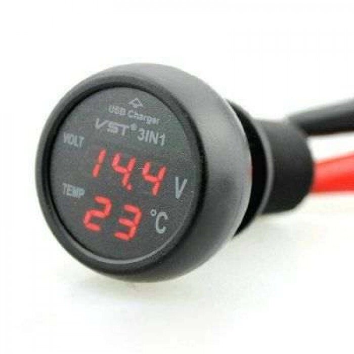 Автомобільний термометр - вольтметр - USB VST 706-1 від компанії Інтернет-магазин  towershop.online - фото 1