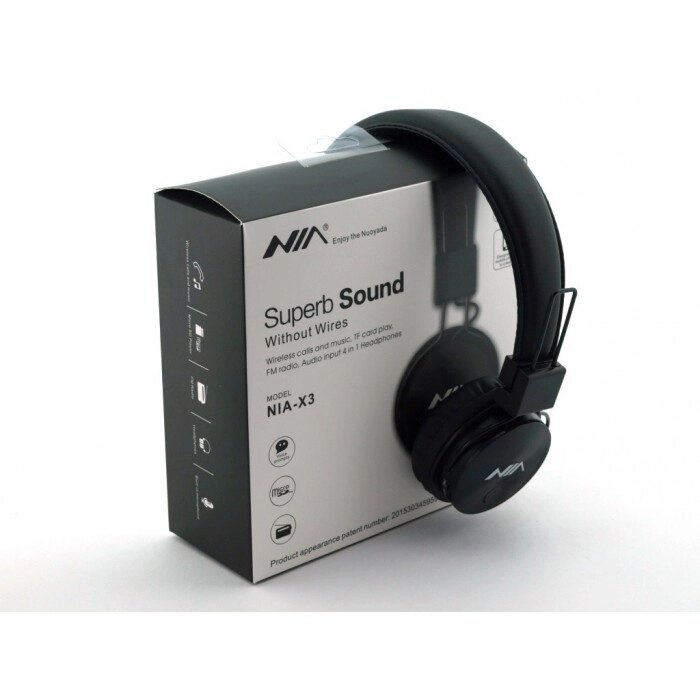 Бездротові Bluetooth Навушники з MP3 плеєром NIA-X3 Радіо блютуз Чорні від компанії Інтернет-магазин  towershop.online - фото 1