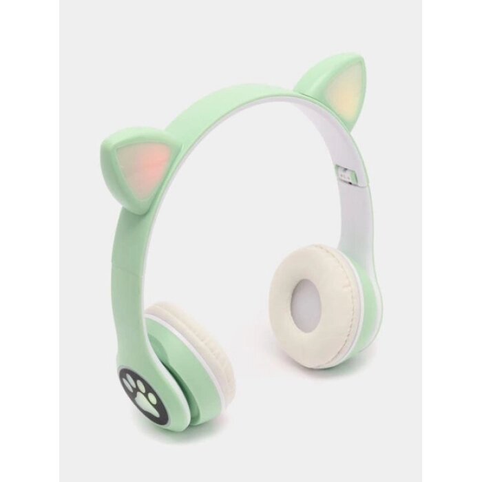 Бездротові навушники з котячими вушками та RGB підсвічуванням Cat VIV-23M Салатові від компанії Інтернет-магазин  towershop.online - фото 1