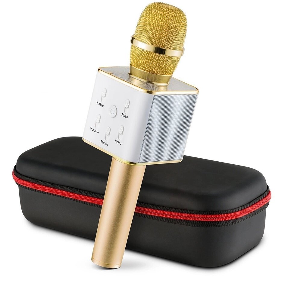Бездротовий караоке мікрофон Q7 NBZ Bluetooth USB із чохлом Gold від компанії Інтернет-магазин  towershop.online - фото 1
