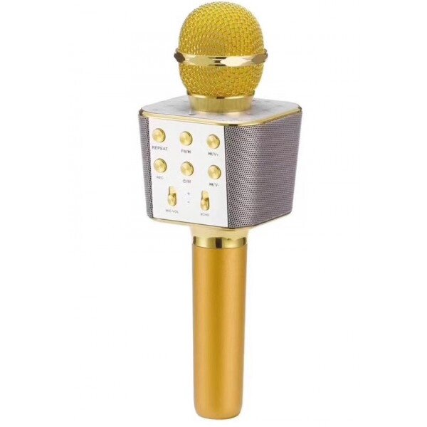 Бездротовий караоке мікрофон WSTER WS-1688 NBZ Bluetooth USB AUX FM Gold від компанії Інтернет-магазин  towershop.online - фото 1
