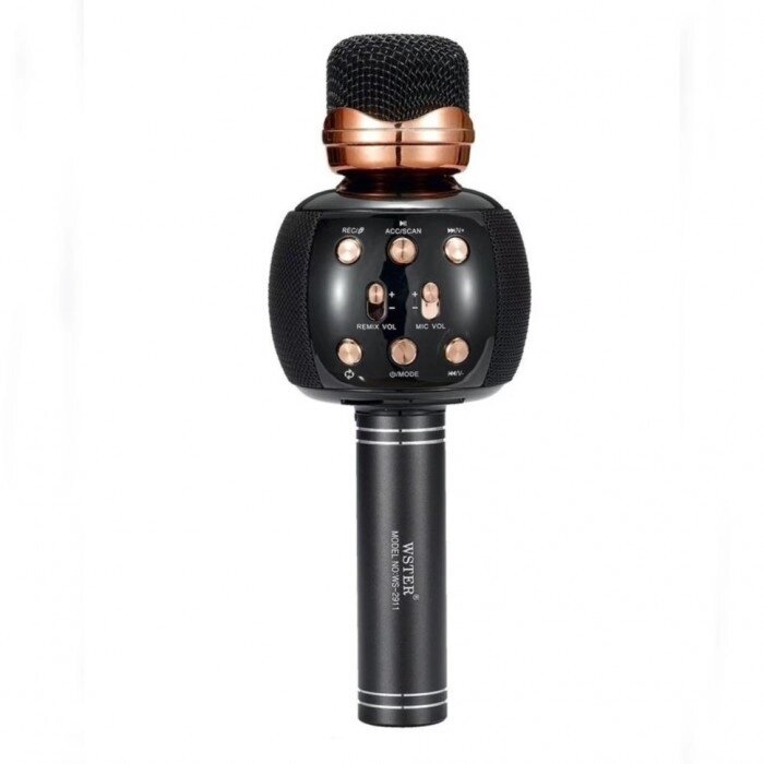Бездротовий мікрофон караоке blutuz wster ws-2911 bluetooth динамічний USB чорний від компанії Інтернет-магазин  towershop.online - фото 1