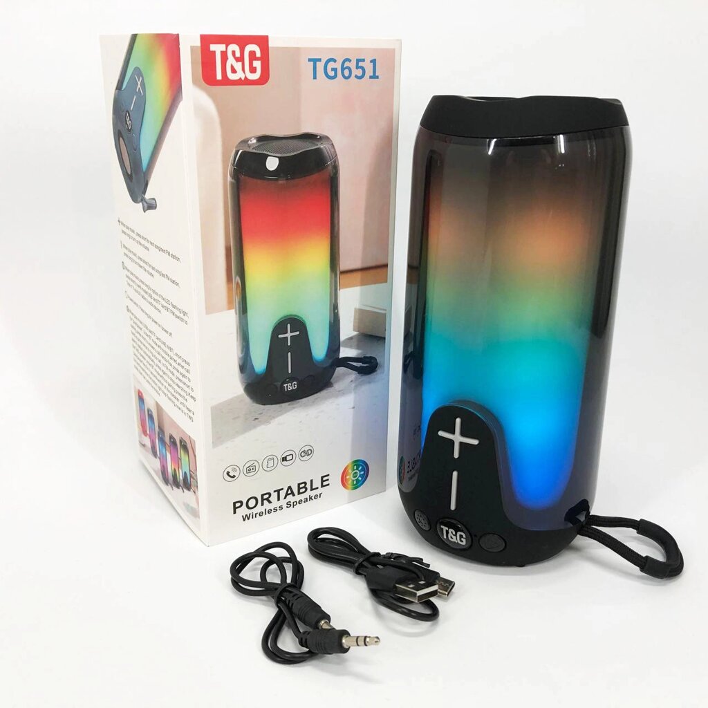 Bluetooth-колонка TG651 з RGB ПІДСВІЧУВАННЯМ. Колір чорний від компанії Інтернет-магазин  towershop.online - фото 1