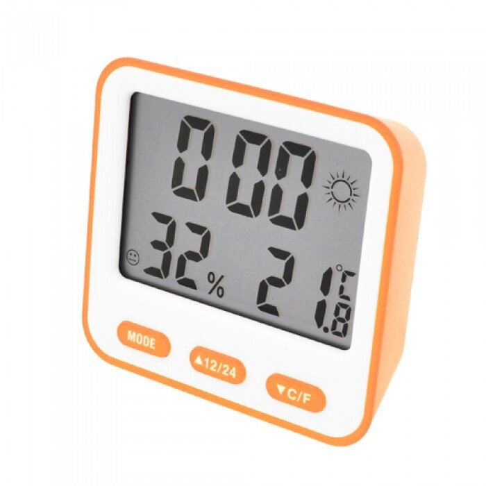 Цифровий термометр з гігрометром BK-854 Функція годинника, календаря, будильника Помаранчевий від компанії Інтернет-магазин  towershop.online - фото 1