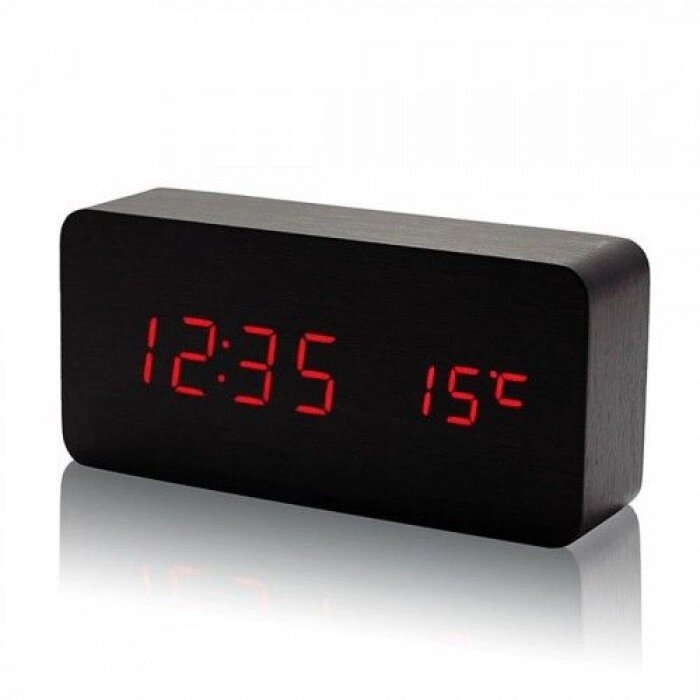 Дерев'яний Настільний годинник VST-862 світлодіодний чорний від компанії Інтернет-магазин  towershop.online - фото 1